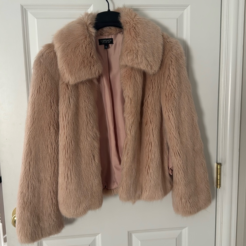 Pink fur top shop jacket